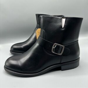 Frye and Co. Black Moto Stacked Heel Faux Leather Boots Women’s Size 11 Wide